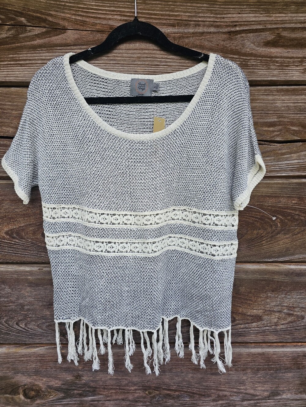 NWT Sweet N Sinful Crochet Lace Fringe Sweater Top – Size Medium